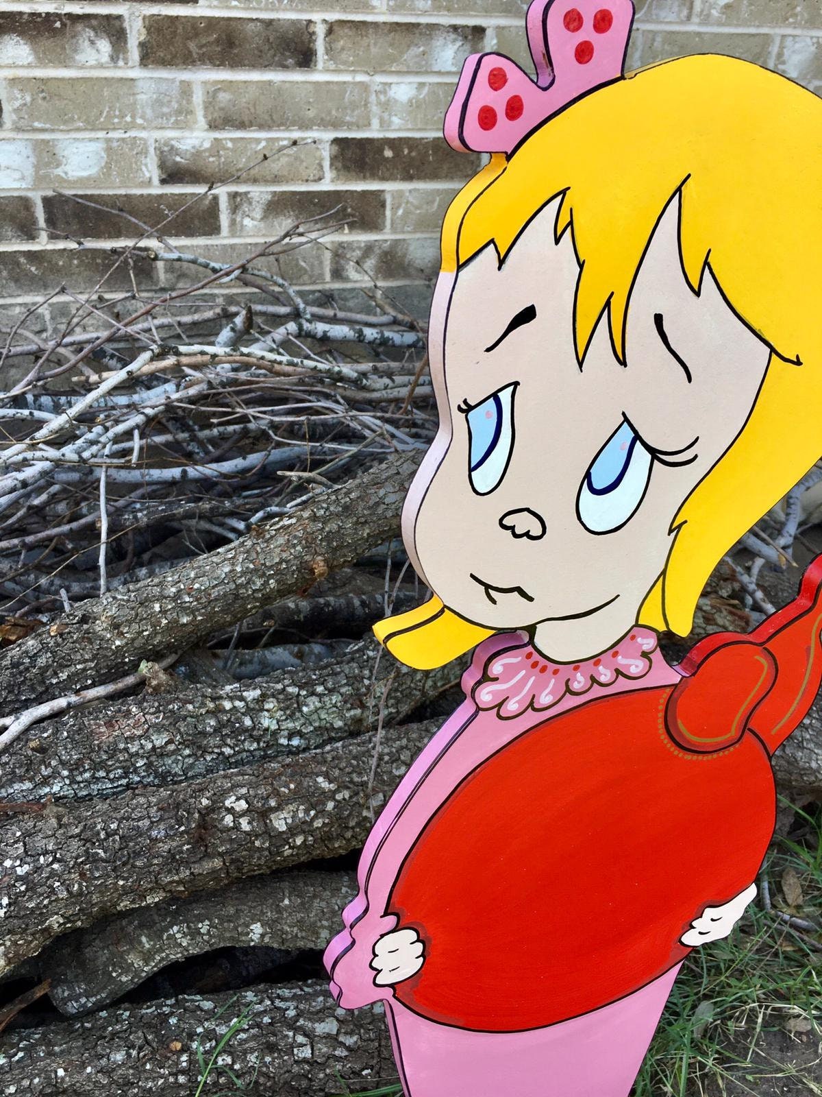 Max the Reindeer Cindy Lou Who "But why, Mr.?" WOOD Yard Art Decorations