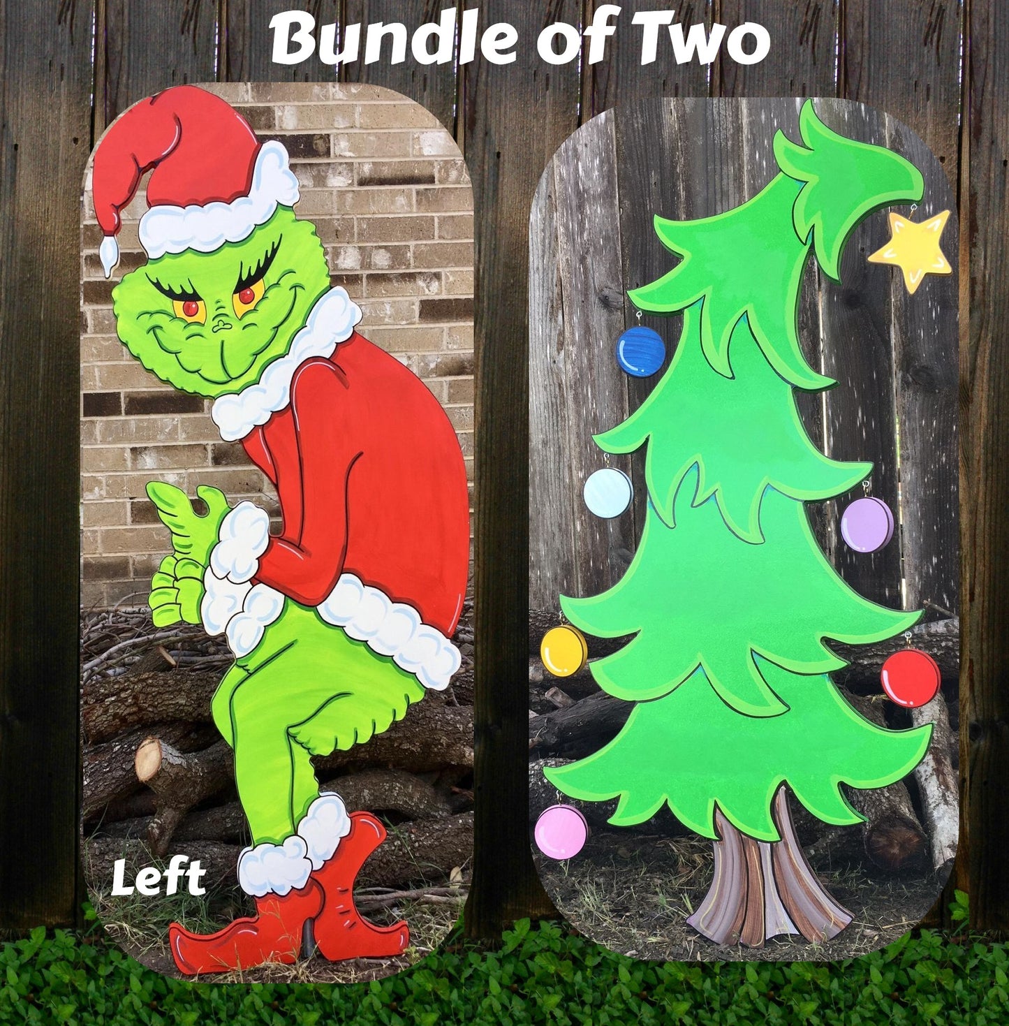 Stealing the Christmas Lights Christmas Tree WOOD Yard Art Decorations