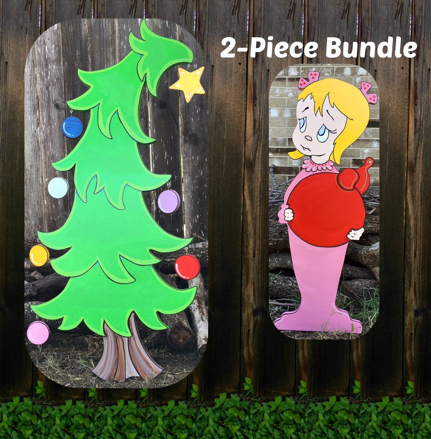 Village Christmas Tree Cindy Lou Who "But why, Mr.?" WOOD Yard Art Decorations