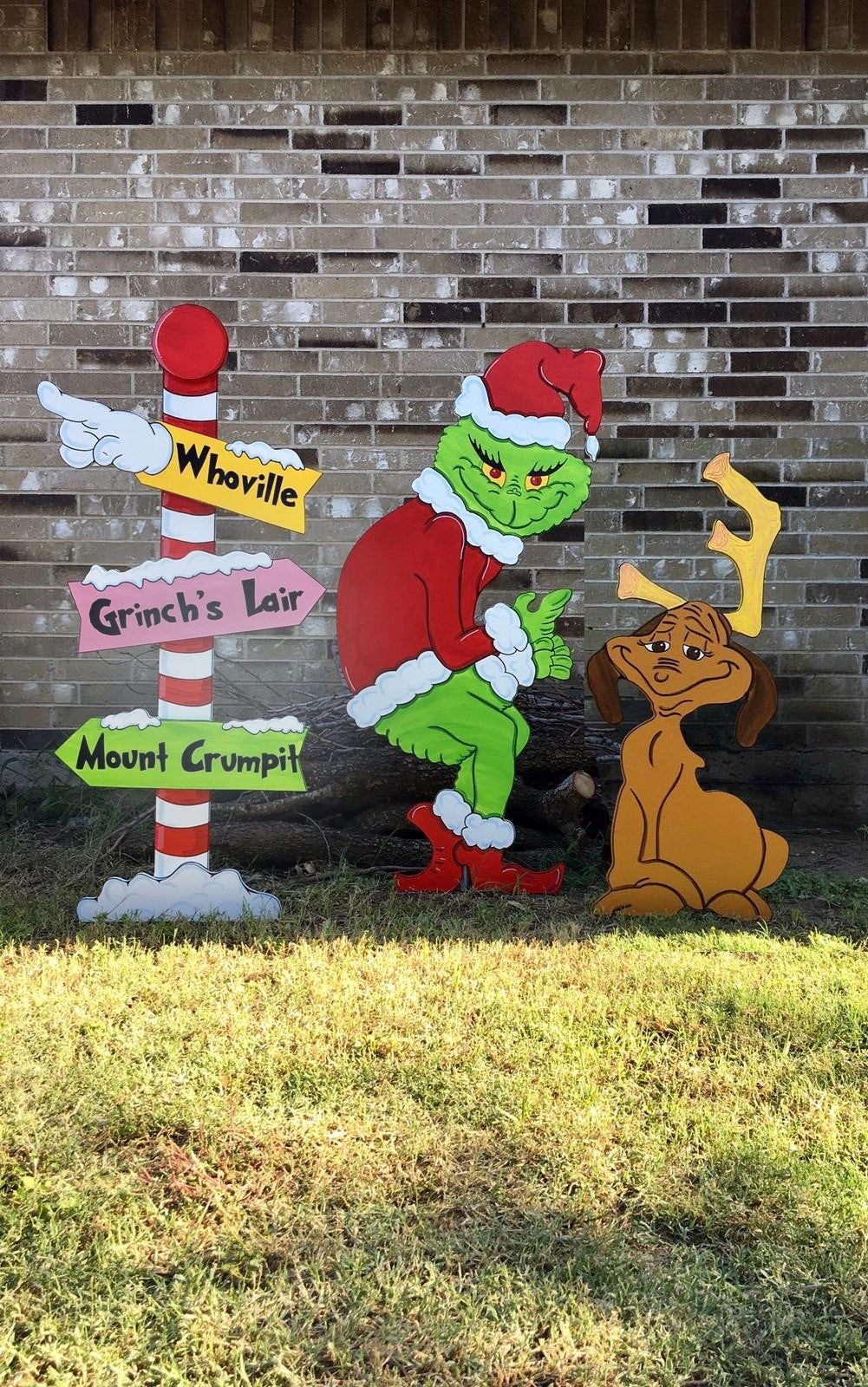 Stealing the Christmas Lights Directional Pole Sign Max the Reindeer Yard Art Decorations