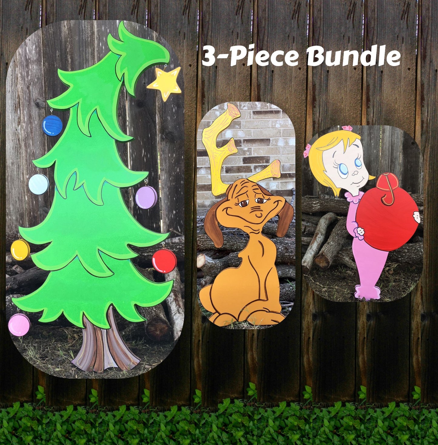 Village Christmas Tree Max the Reindeer Cindy Lou Who WOOD Yard Art Decorations