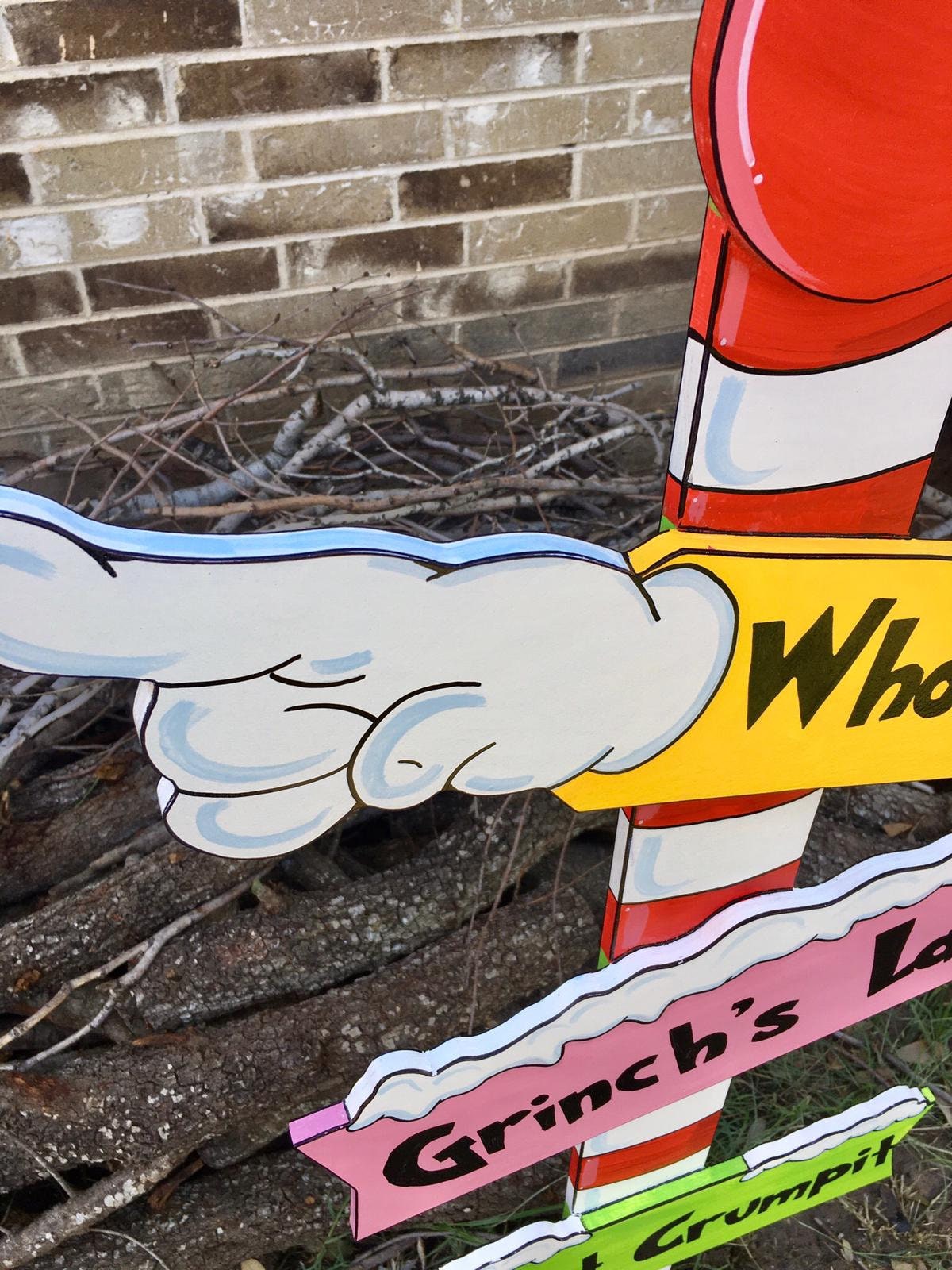 Village Christmas Tree Pole Sign Max the Reindeer WOOD Yard Art Decorations