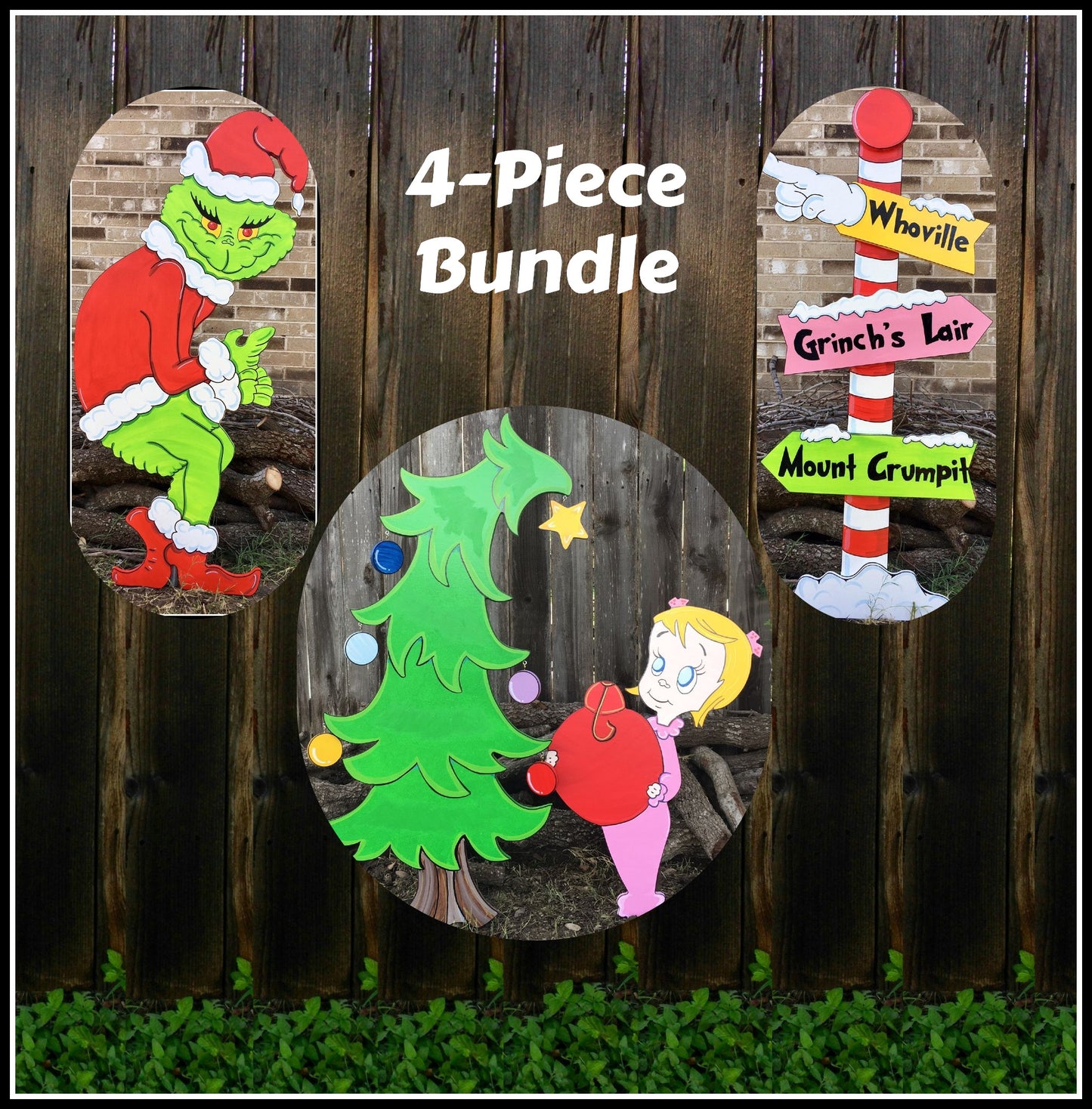 Stealing the Christmas Lights Directional Pole Sign Christmas Tree Cindy Lou Who WOOD Yard Art Decorations