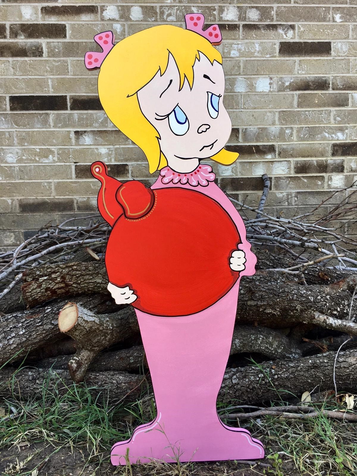 Cindy Lou Who with Ornament "But why, Mr.?" WOOD Yard Art Decoration