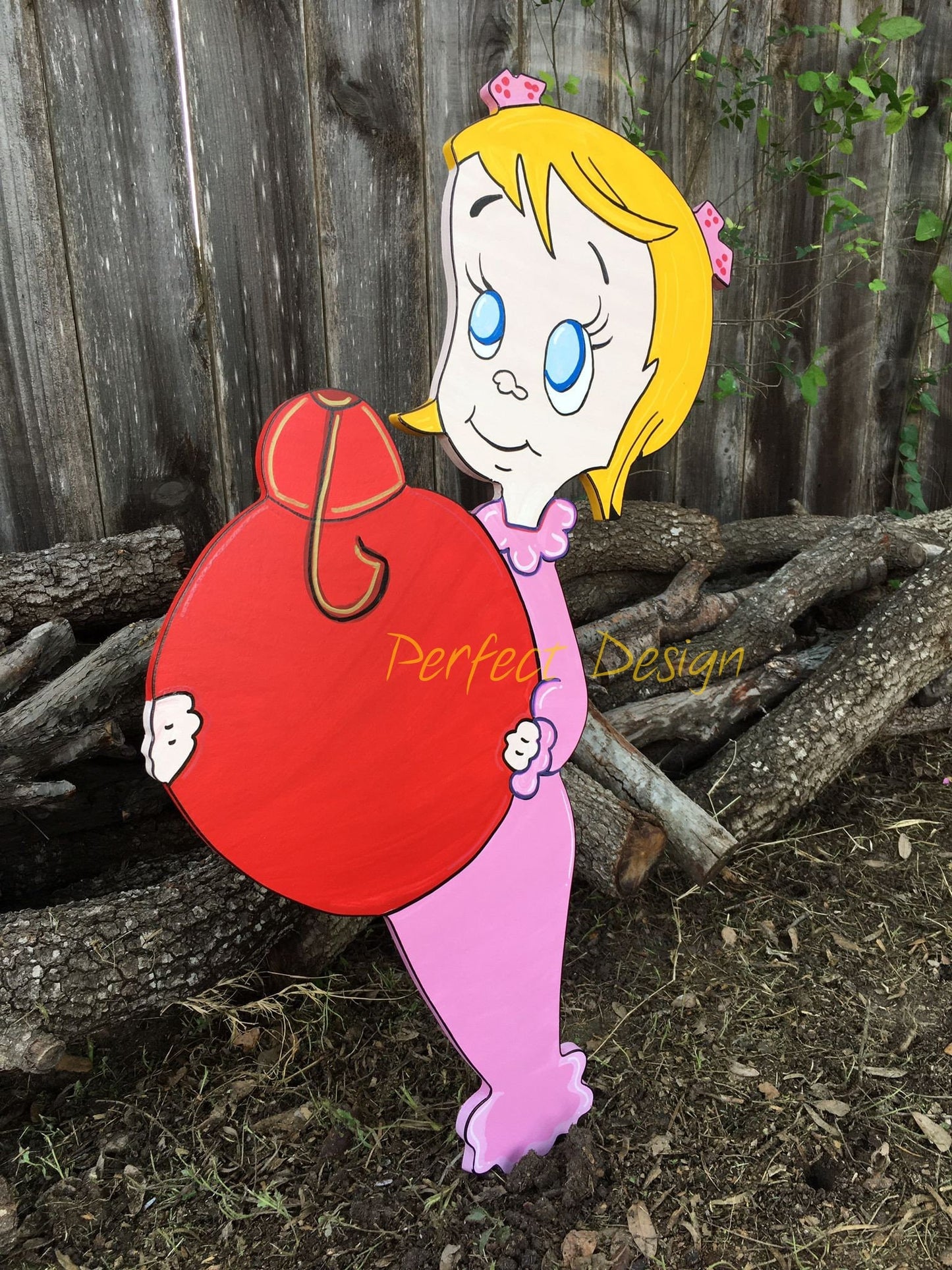 Cindy Lou Who Smiling WOOD Yard Art Decoration