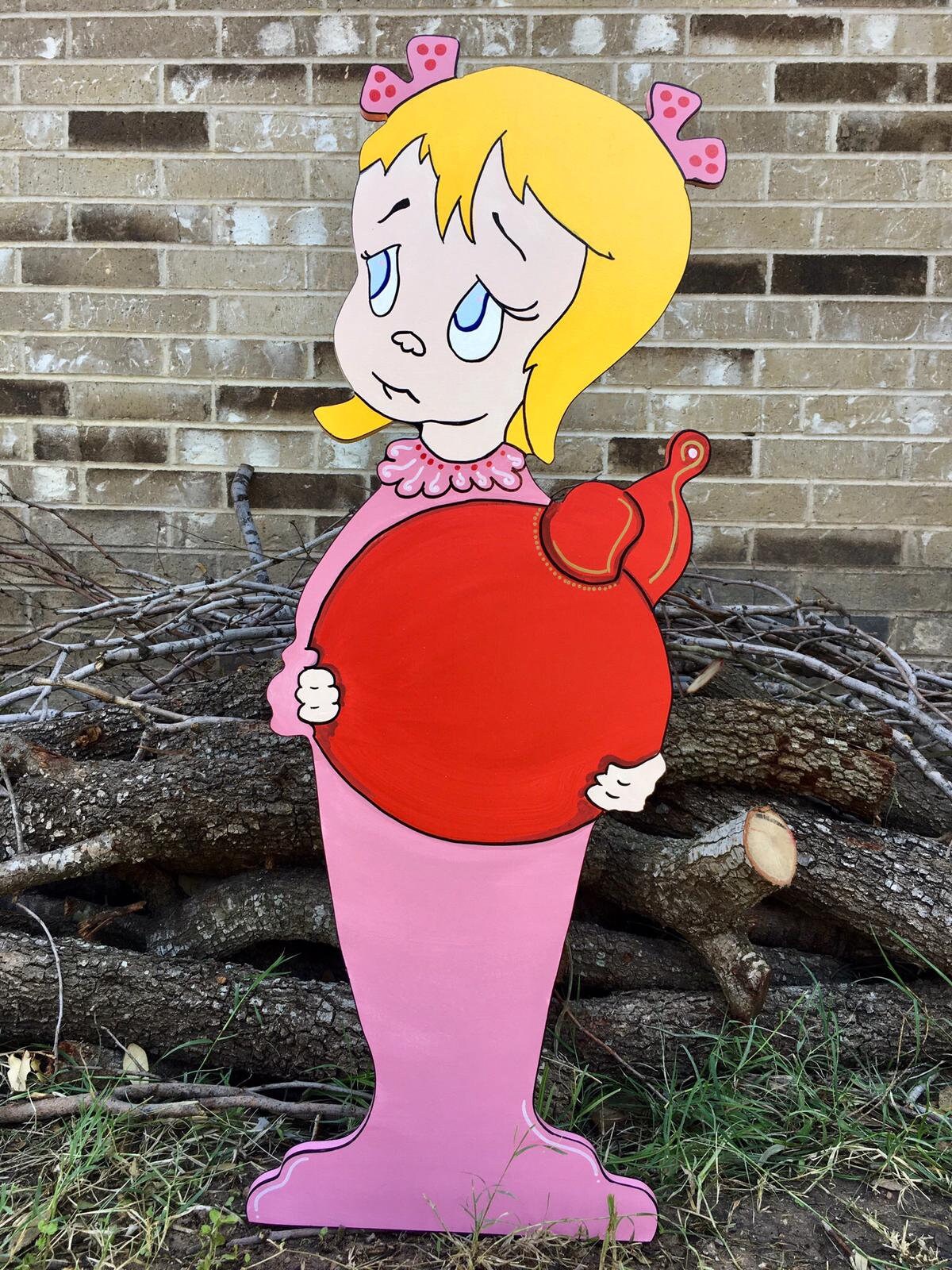 Max the Reindeer Cindy Lou Who "But why, Mr.?" WOOD Yard Art Decorations