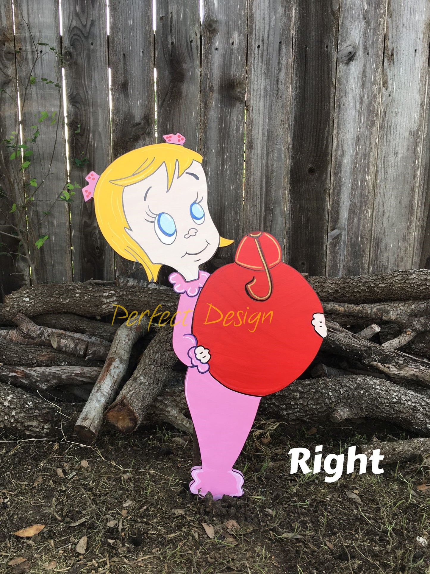 Cindy Lou Who Smiling WOOD Yard Art Decoration