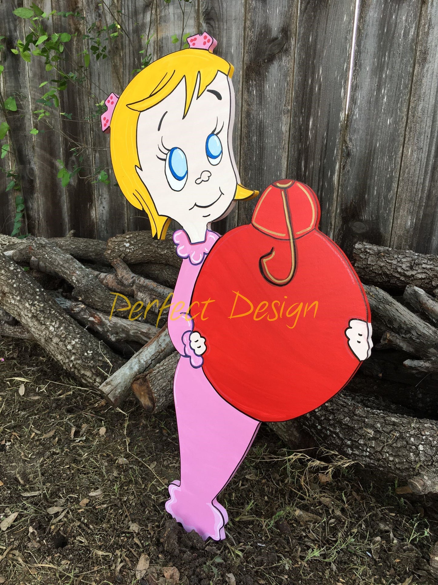 Cindy Lou Who Smiling WOOD Yard Art Decoration