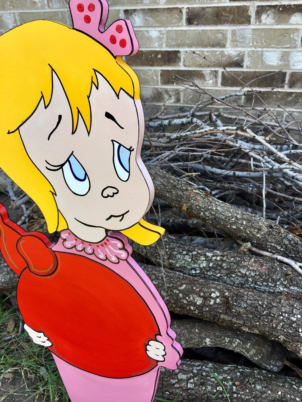Max the Reindeer Cindy Lou Who "But why, Mr.?" WOOD Yard Art Decorations