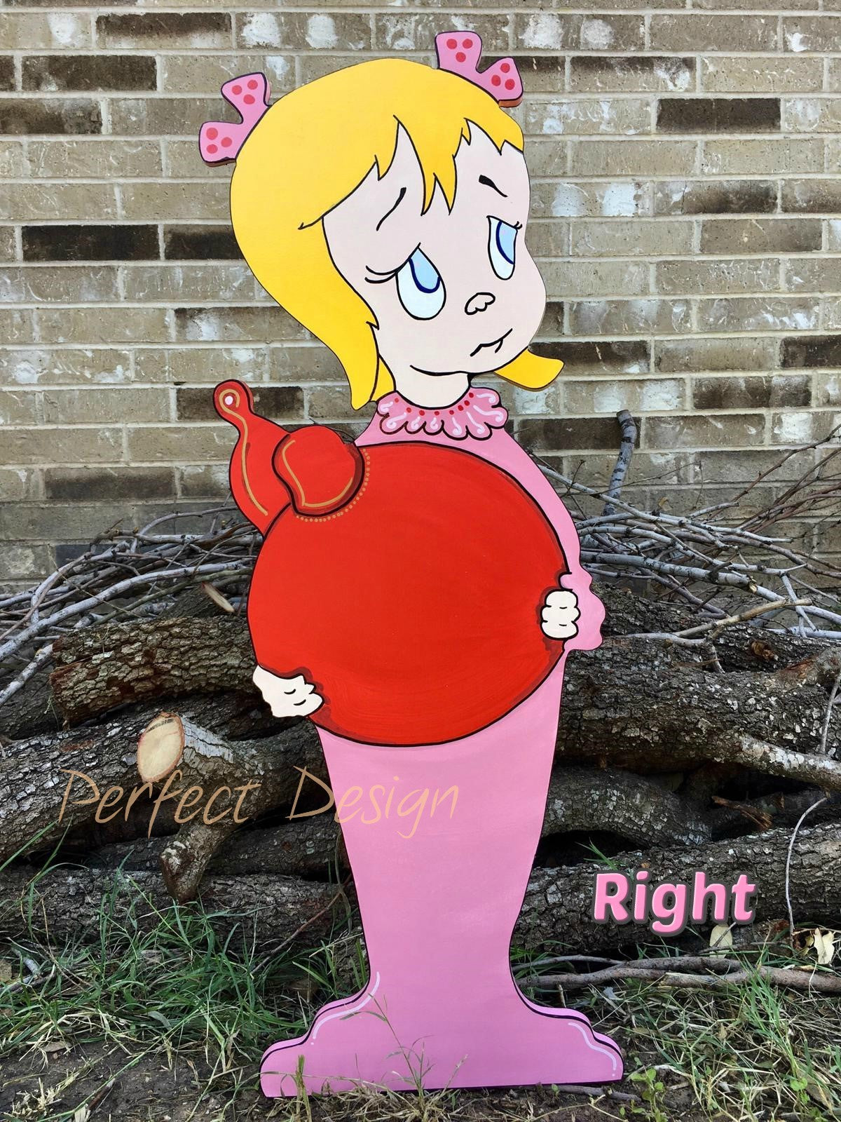 Max the Reindeer Cindy Lou Who "But why, Mr.?" WOOD Yard Art Decorations