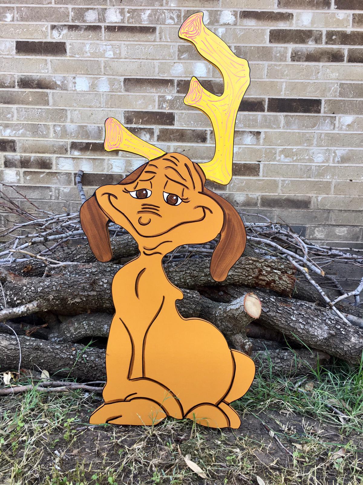 Max the Reindeer Yellow Antlers WOOD Yard Art Decoration