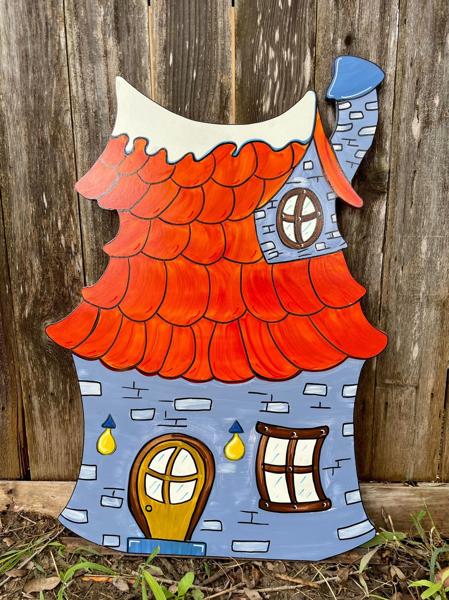 Village Houses WOOD Yard Art Decorations
