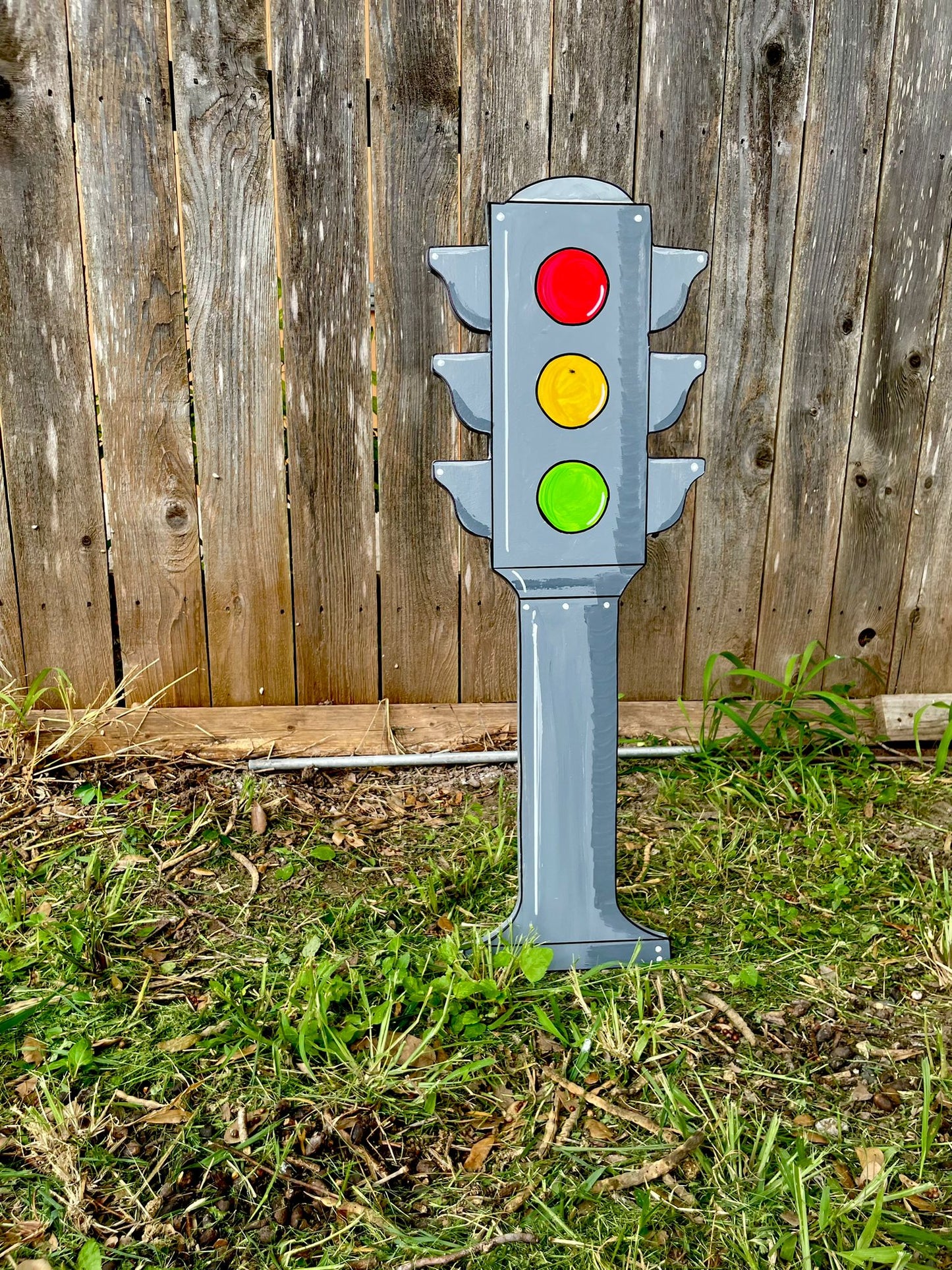Village Cars with Traffic Lights WOOD Yard Art Decorations