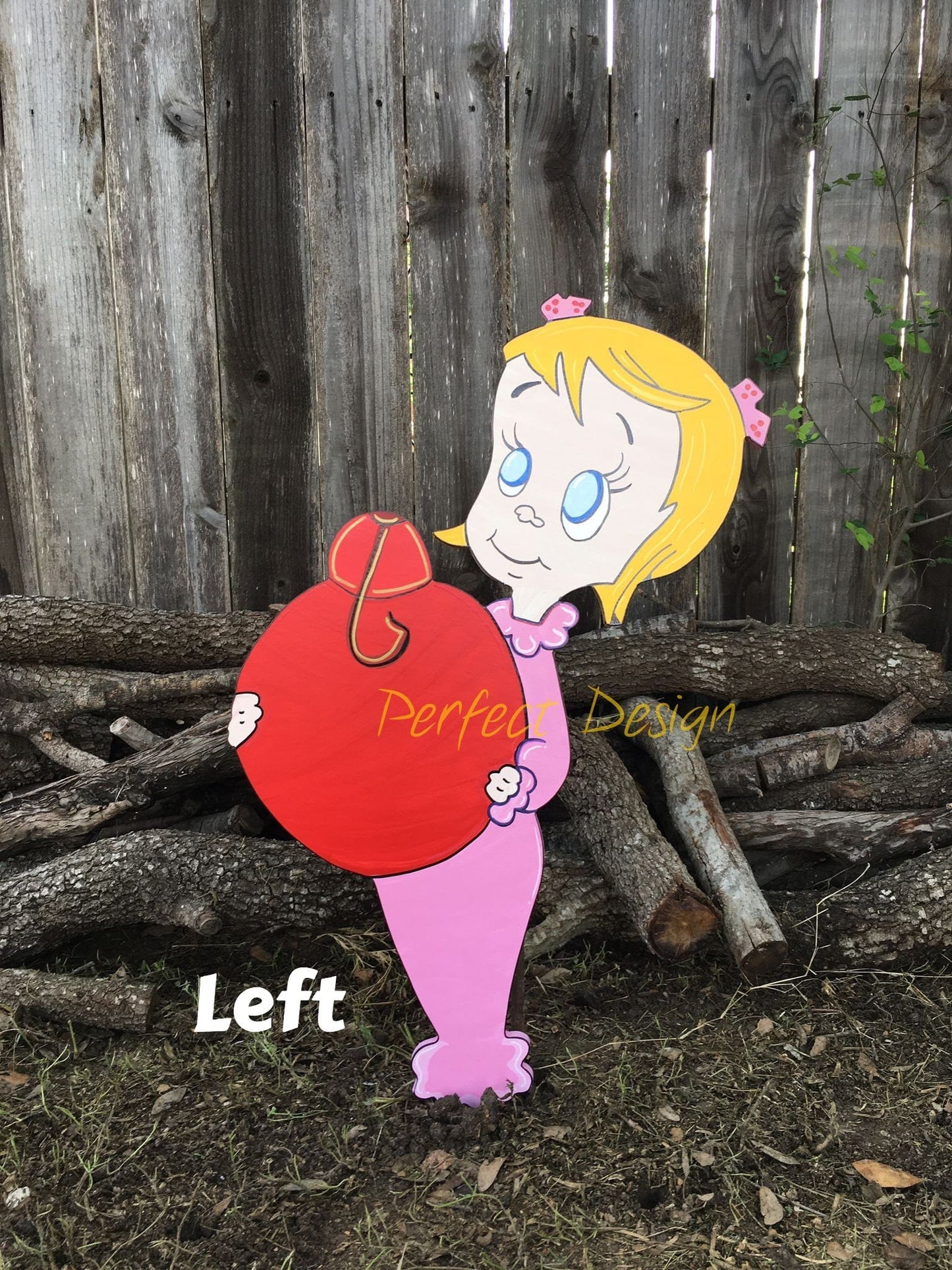 Cindy Lou Who Smiling WOOD Yard Art Decoration