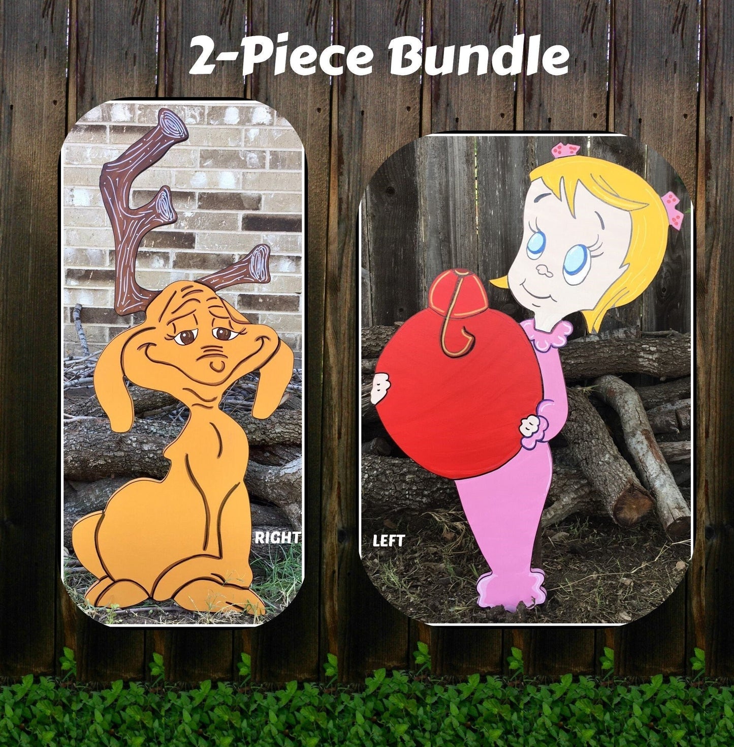 Max the Reindeer Cindy Lou Who WOOD Yard Art Decorations