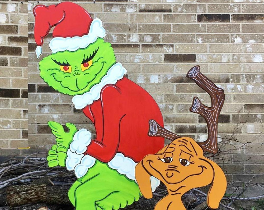 Stealing the Christmas Lights Max the Reindeer WOOD Yard Art Decorations