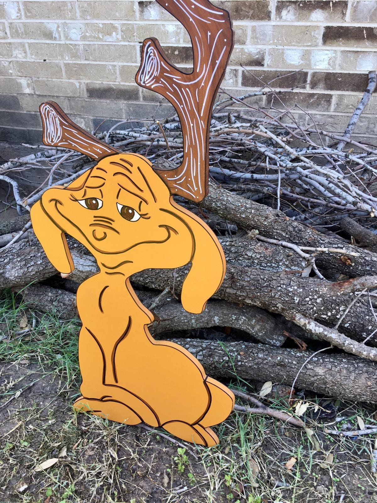 Max the Reindeer Cindy Lou Who "But why, Mr. Grinch?" WOOD Yard Art Decorations Bundle of 2