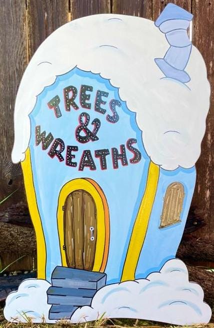 Whoville Christmas Houses Yard Art Wood Decorations Bundle of 2