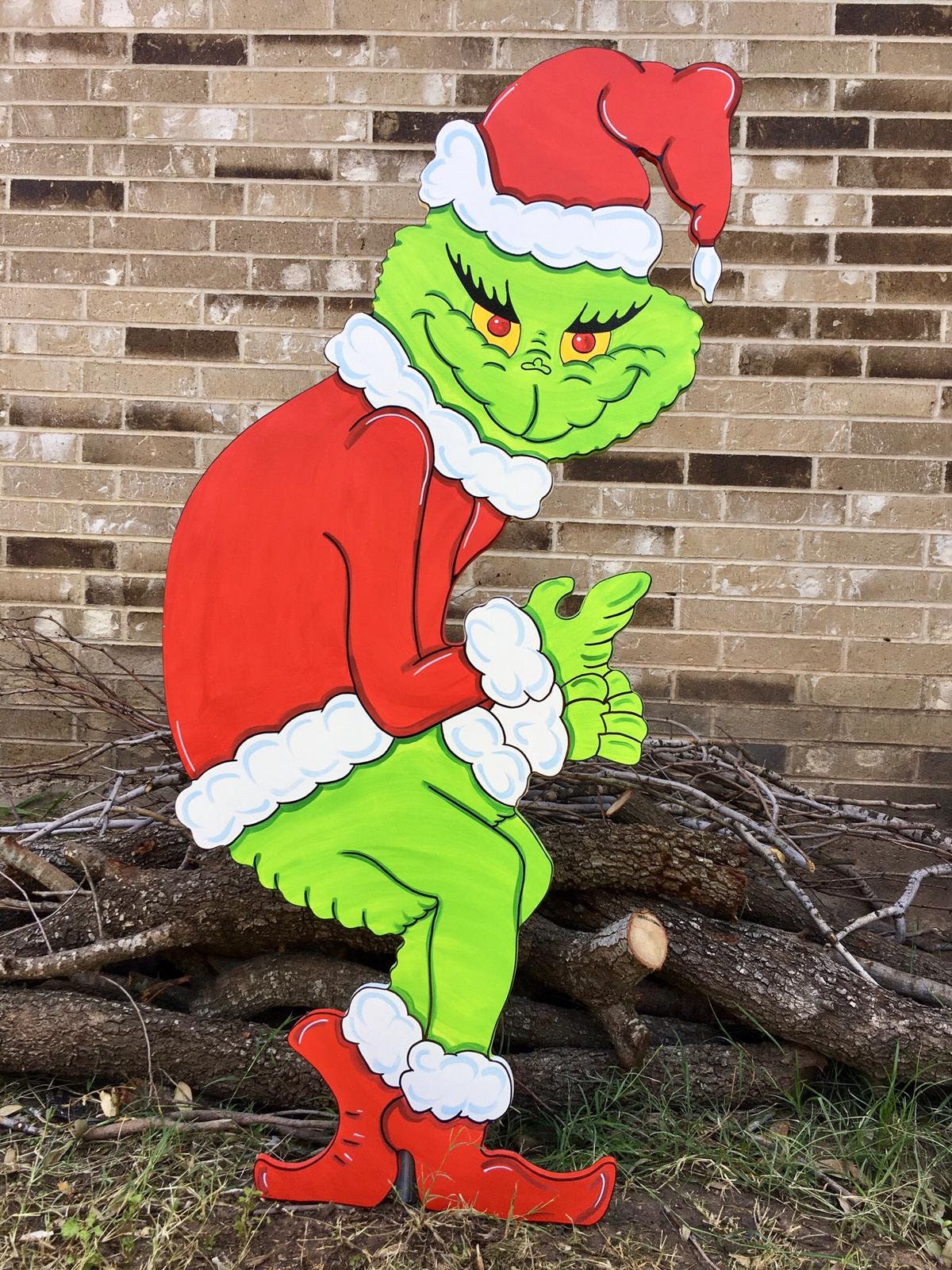 Grinch Stealing the Christmas Lights Cindy Lou Who Whoville Pole Sign Yard Art Decor Bundle of 3