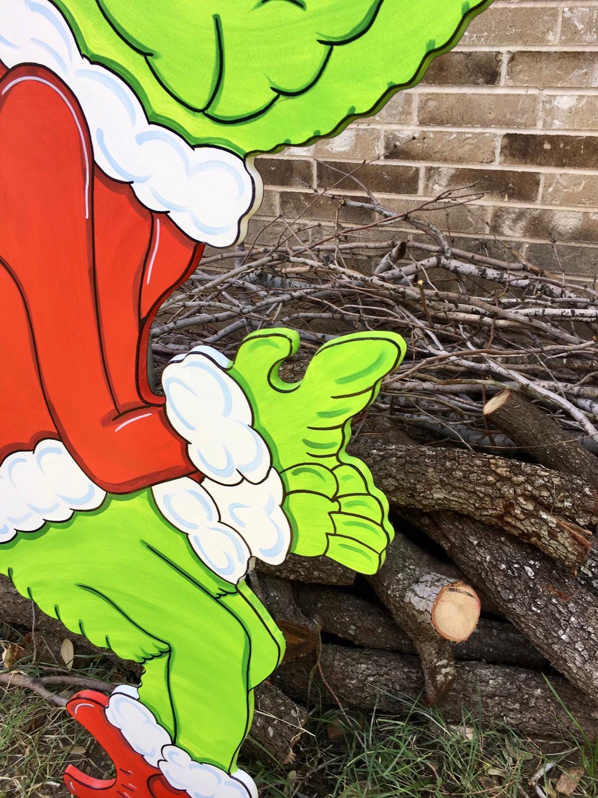 Grinch Stealing the Christmas Lights Max the Red Nose Reindeer WOOD Yard Art Decorations Bundle of 2