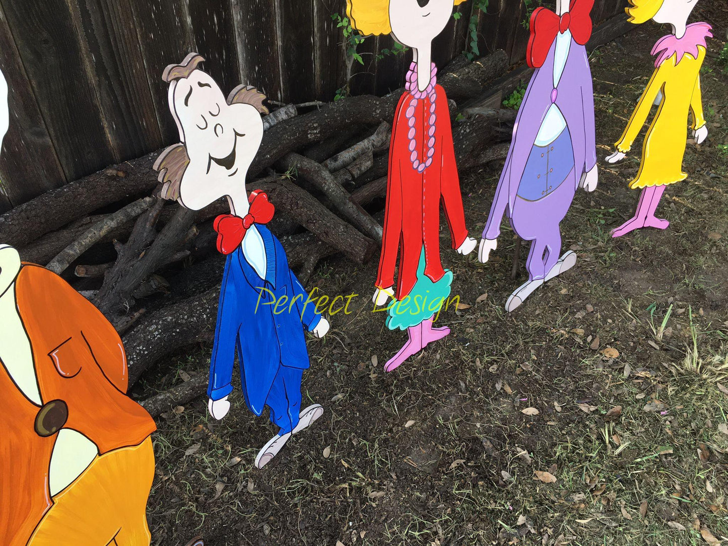 Whoville Christmas Characters Yard Art WOOD Decorations Bundle of 5