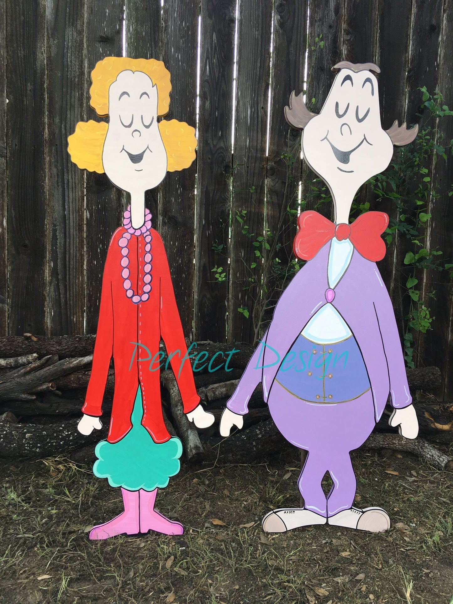 Whoville Christmas Characters Yard Art WOOD Decorations Bundle of 2