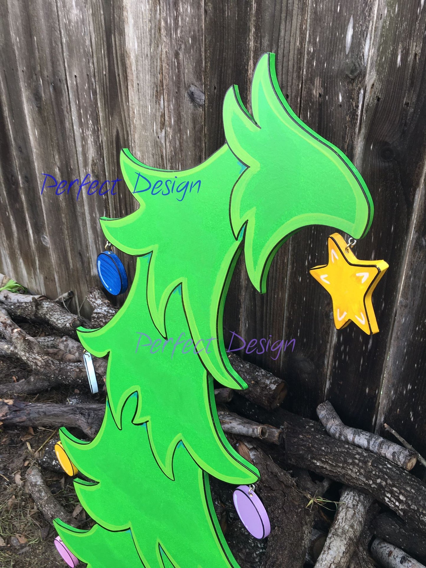 Grinch Stealing the Christmas Lights Cindy Lou Who Whoville Pole Sign Christmas Tree Yard Art Decor Bundle of 5 (Copy)