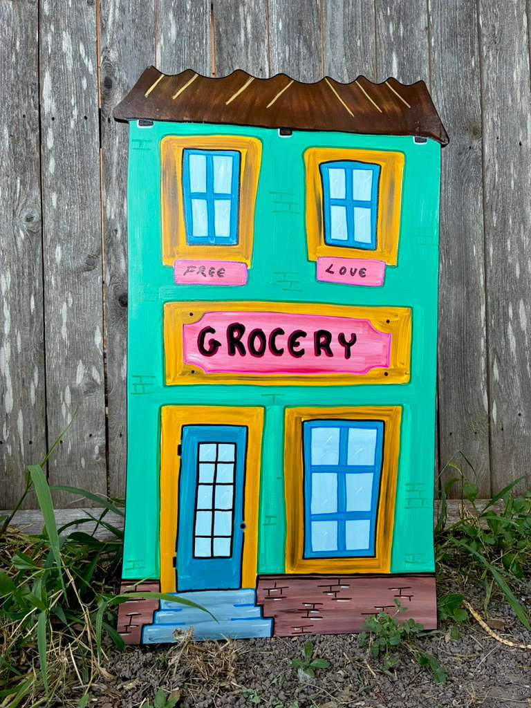 NEW Whoville Christmas Grocery Hotel Street Lamp WOOD Lawn Yard Art Decorations Bundle of 3