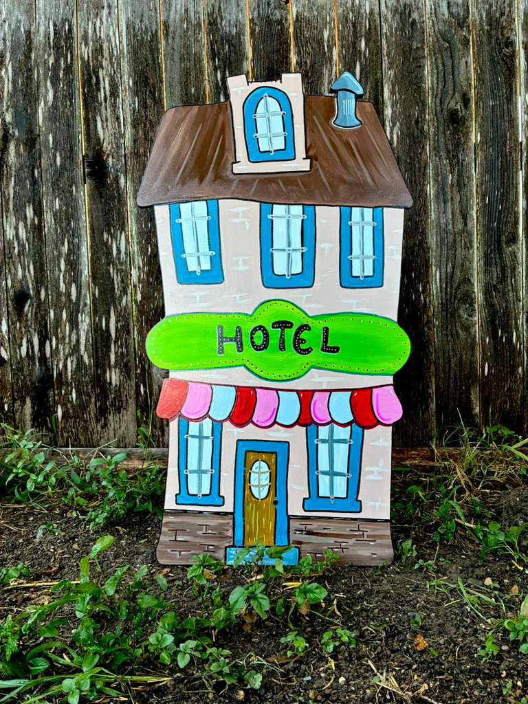 NEW Whoville Christmas Grocery Hotel Street Lamp WOOD Lawn Yard Art Decorations Bundle of 3