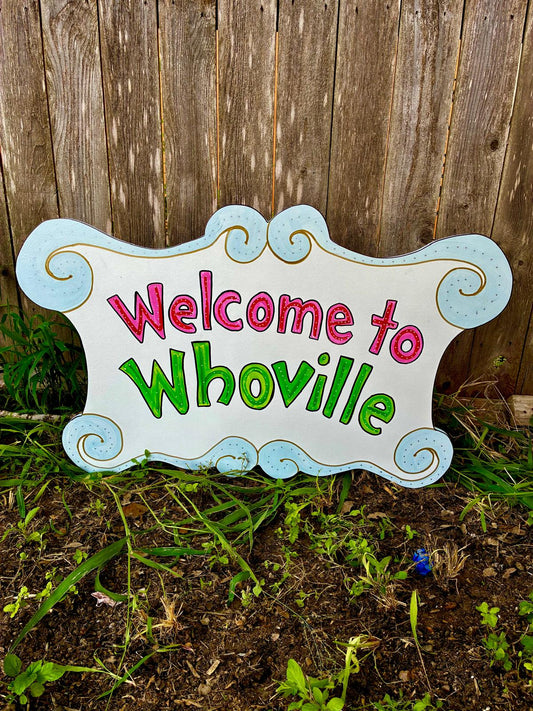 NEW CHRISTMAS Welcome to Whoville Sign WOOD Lawn Yard Art Decoration Decor