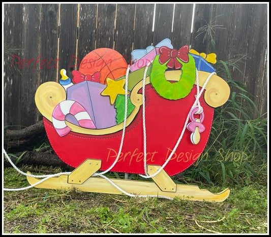 Whoville Christmas SLEIGH Yard Art WOOD Decoration